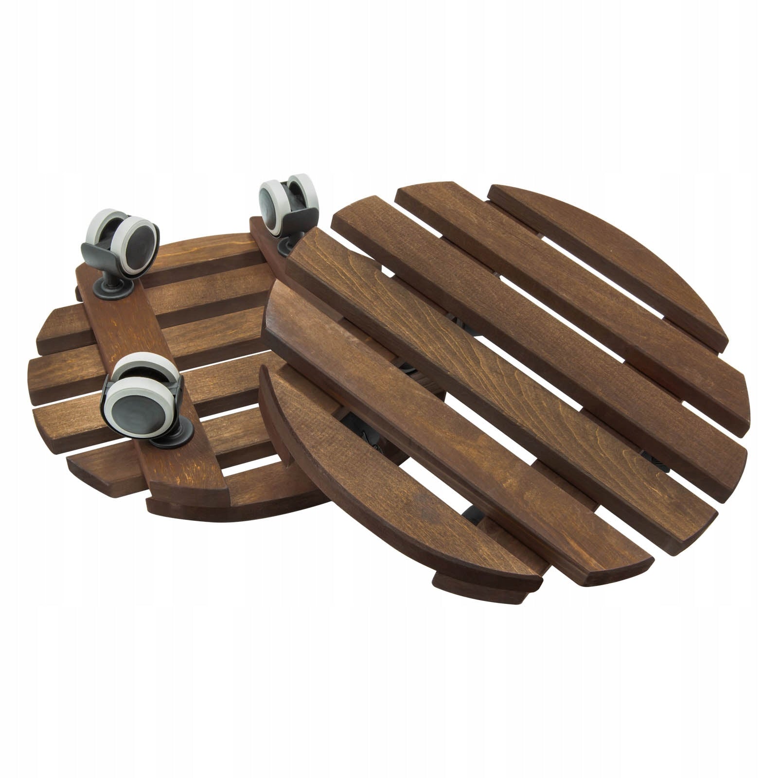 2x Pot Stand on Wheels – Elegant Wood for Interiors and Garden