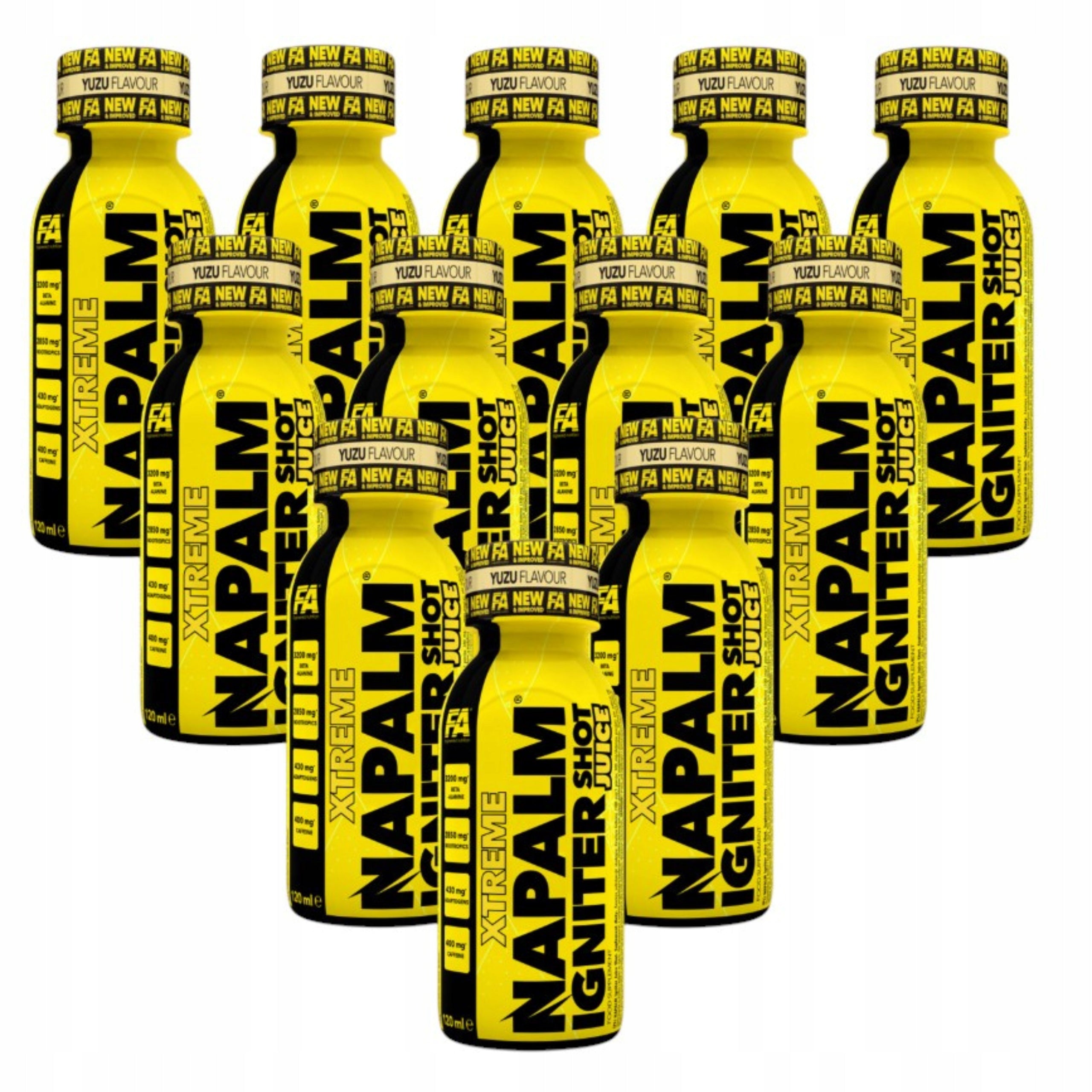 2x Pre-workout FA XTREME NAPALM JUICE SHOT 12x120ml Caffeine Energy Yu Brand Fitness Authority