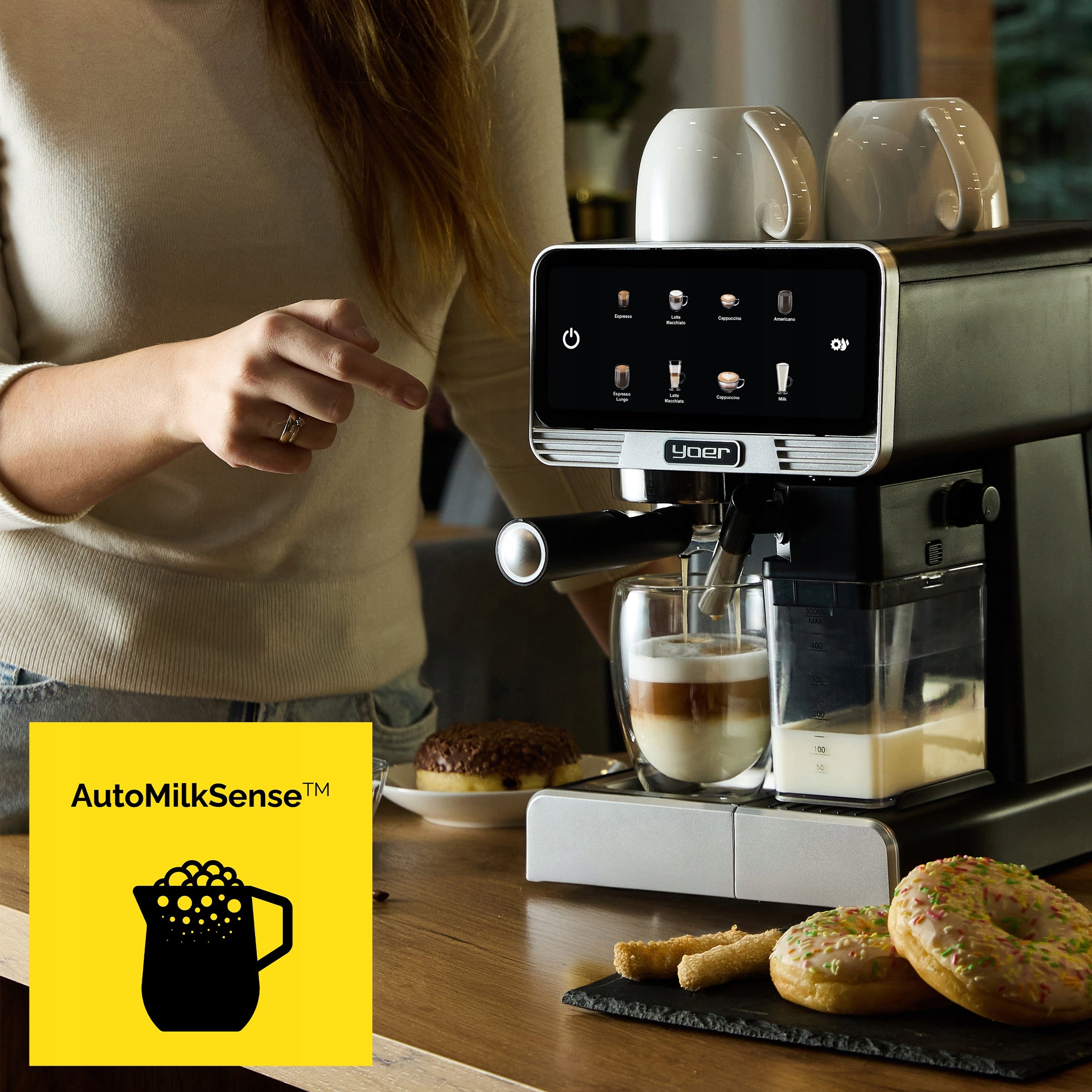 2x Pressure Coffee Maker Yoer Led 20bar 1350w Automatic Thermobloc Model Creamo Pro