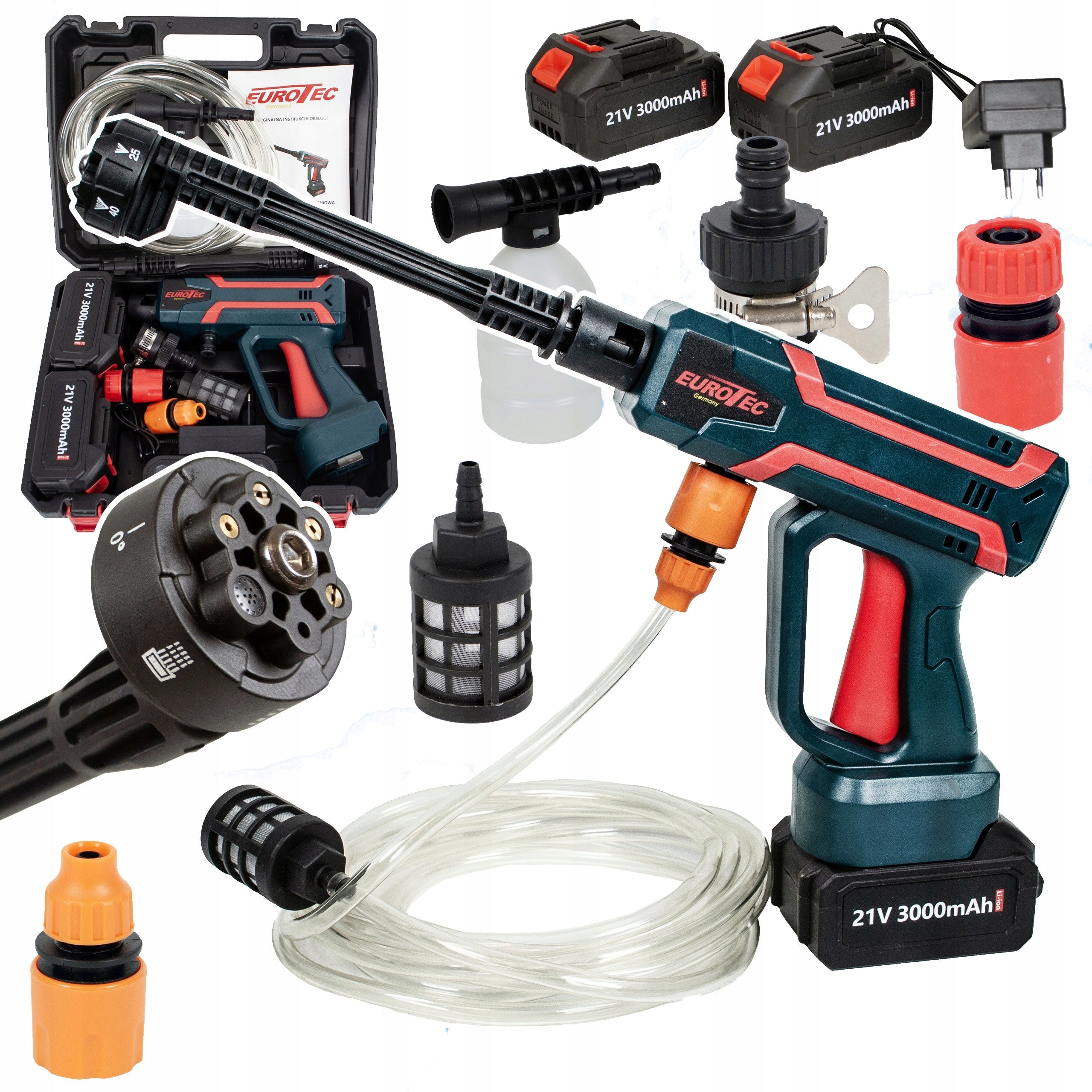 2x Pressure Washer Cordless 21v 60 Bar Wireless Suitcase Set