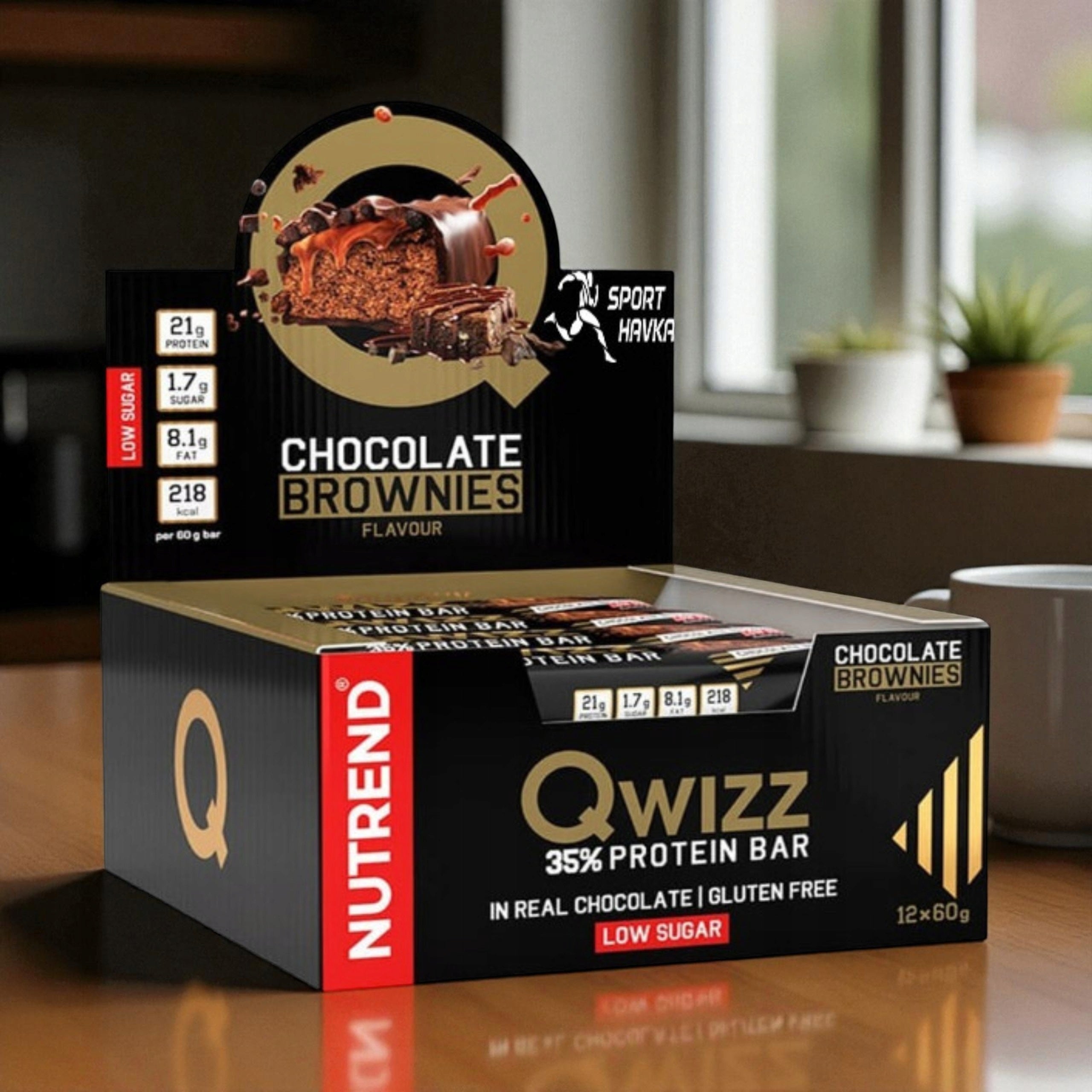 2x Protein Bar 21g Protein Gluten Free Fiber QWIZZ NUTREND 24x60g Brand Nutrend