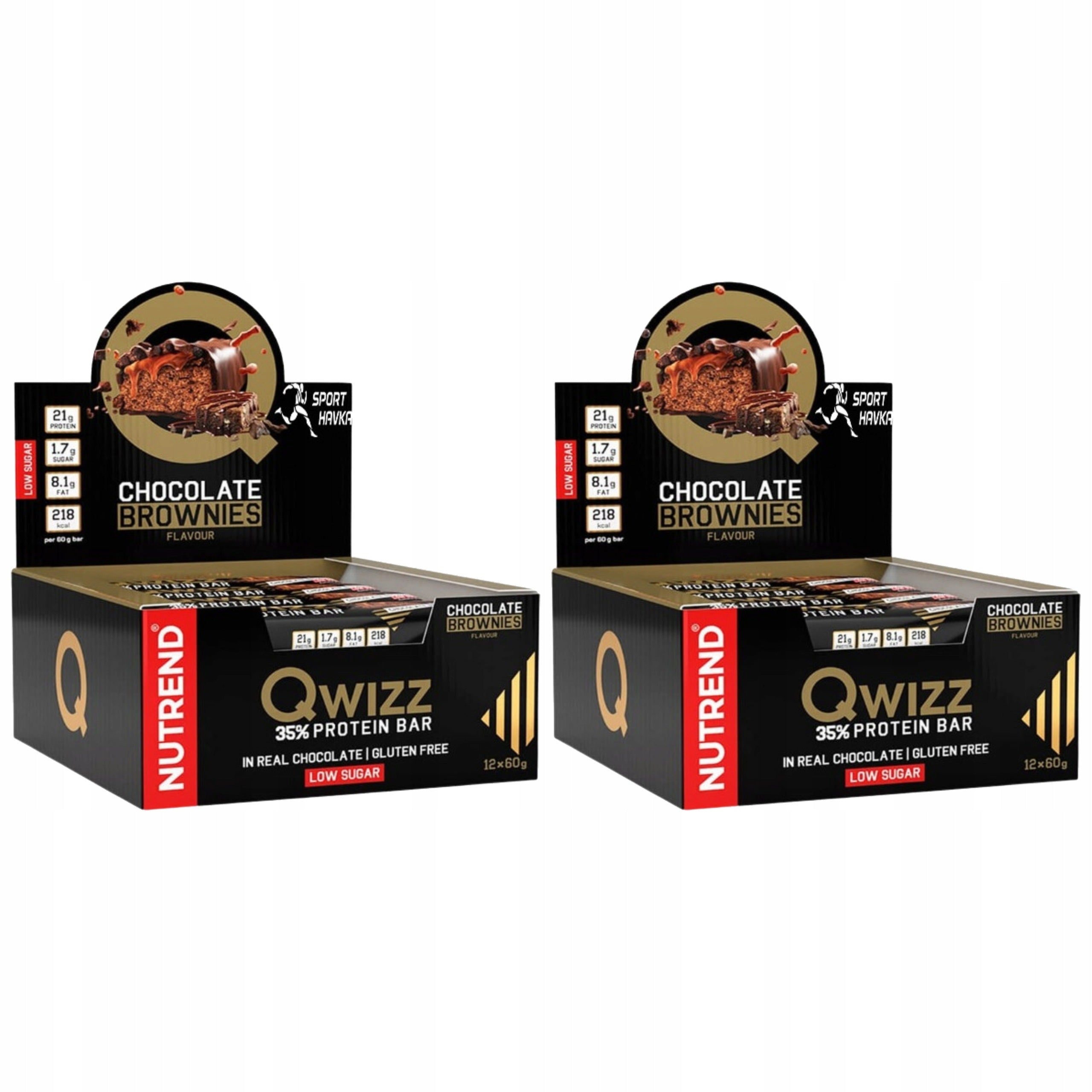 2x Protein Bar 21g Protein Gluten Free Fiber QWIZZ NUTREND 24x60g