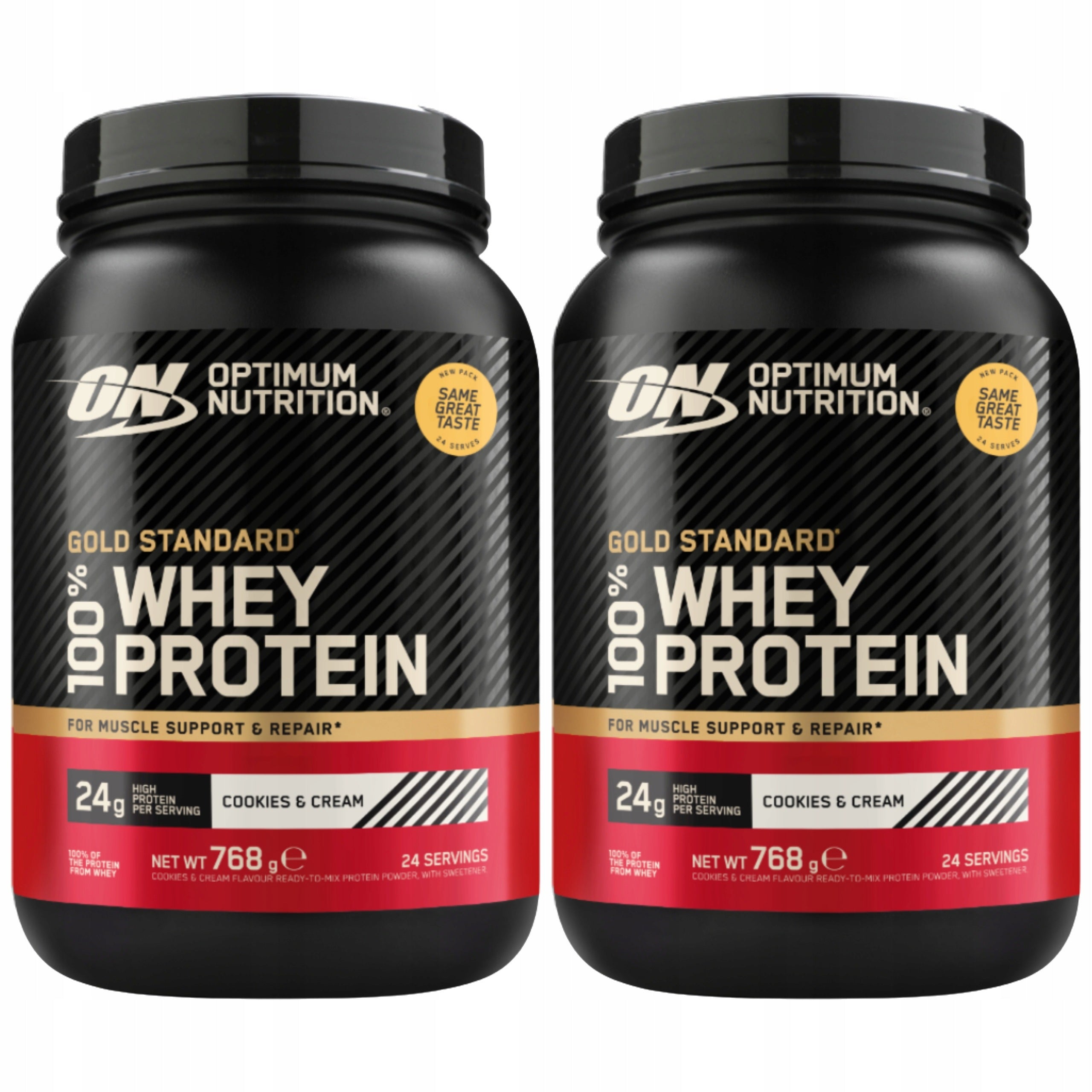 2x Protein OPTIMUM NUTRITION Gold Standard Whey 768g Cookie Cream WPC WPI 24