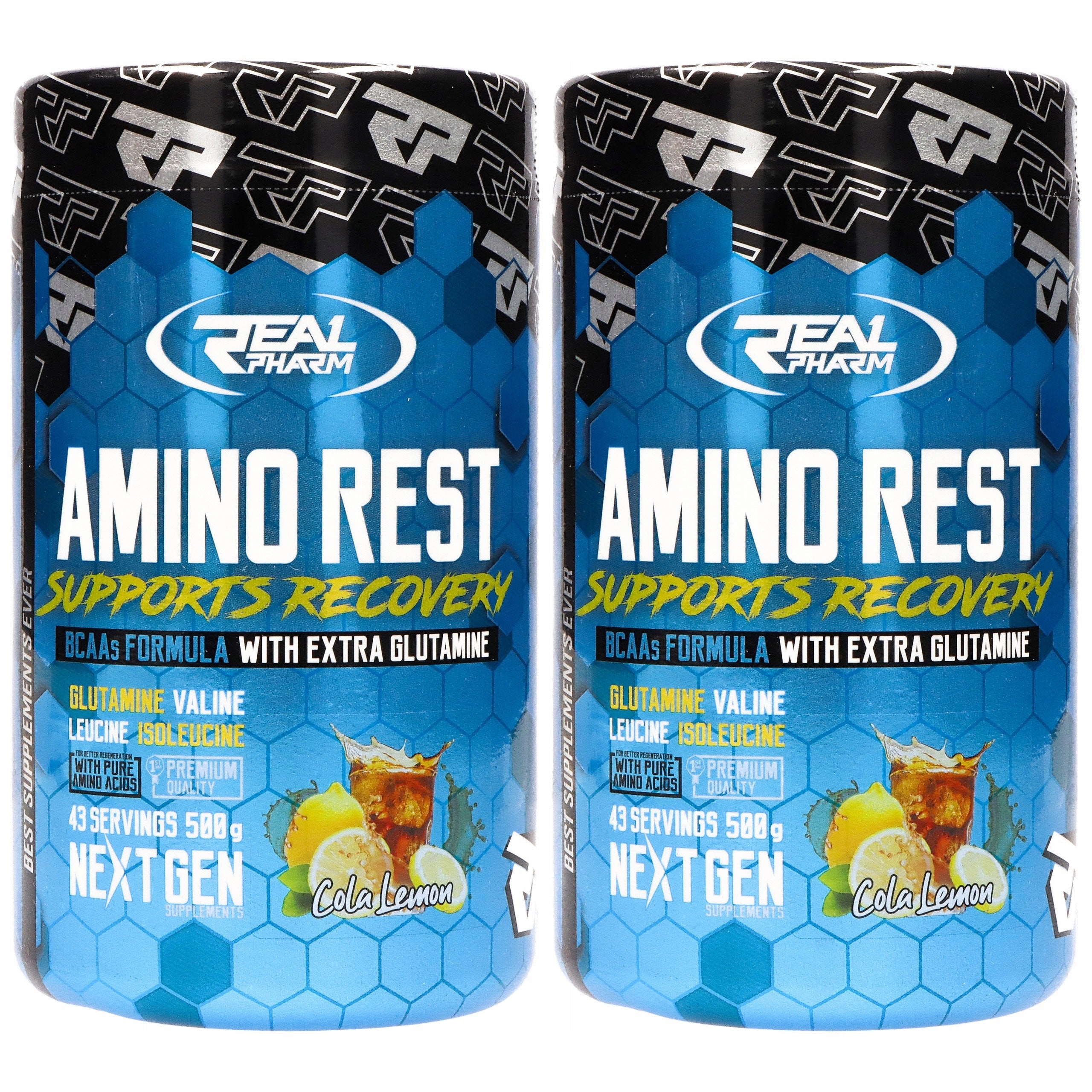 2x REAL PHARM Amino Rest 500g Muscle Growth BCAA Glutamine Fast Regenerac