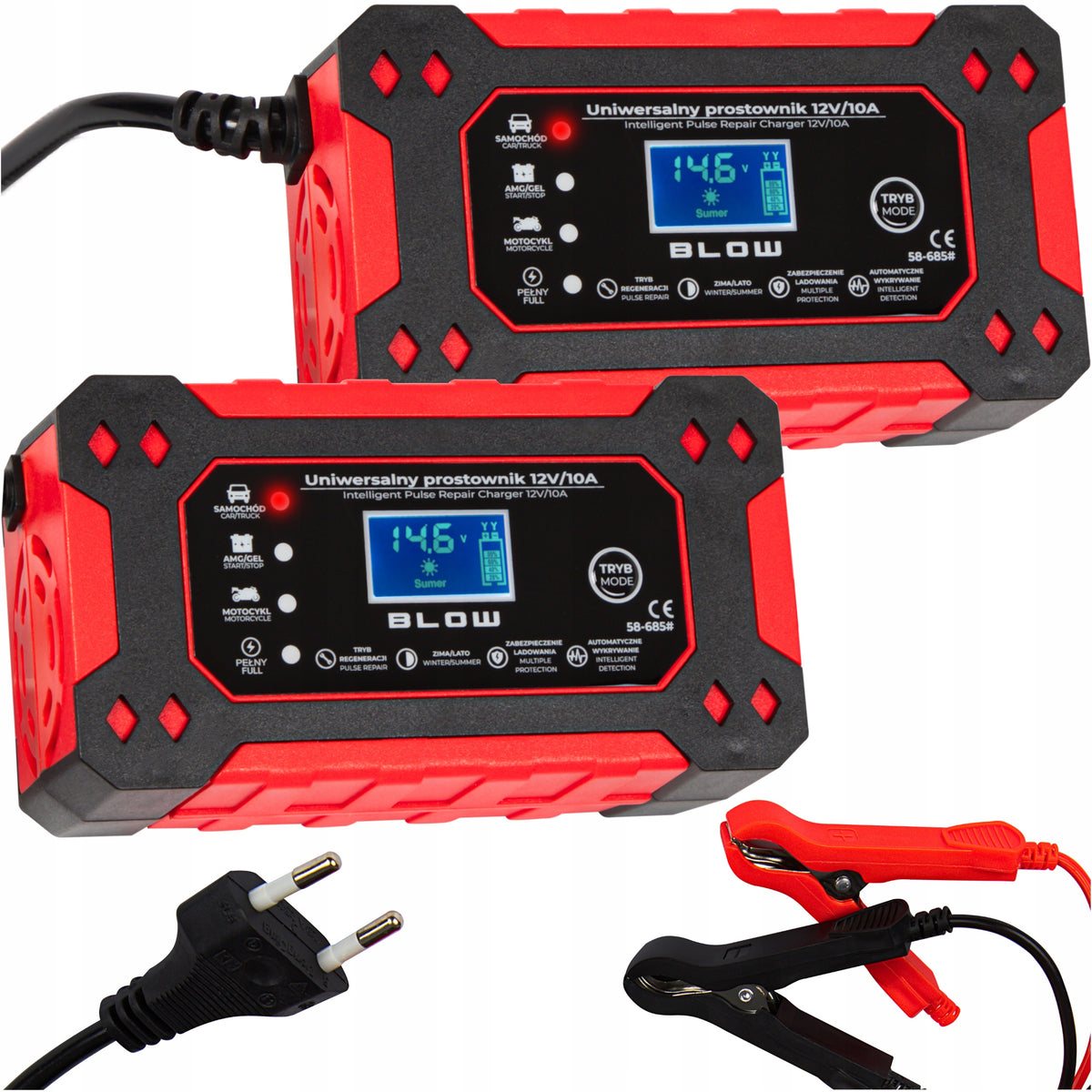 2x RECTIFIER CHARGER FOR LCD BATTERY 12V 10A REPAIR FUNCTION AUTOMATIC