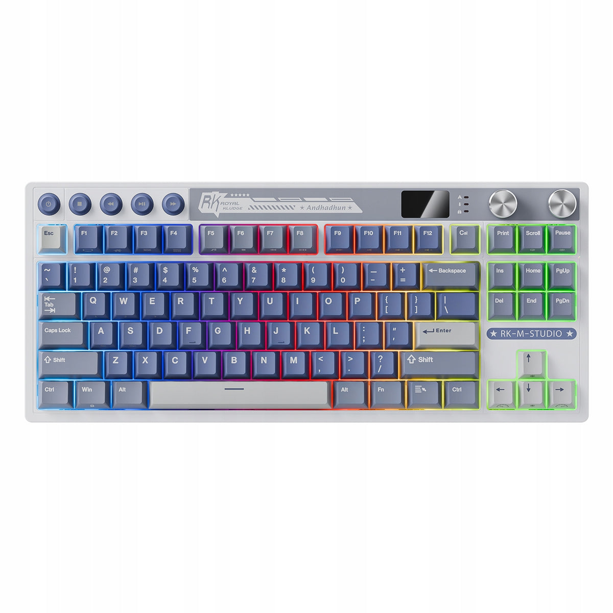 2x ROYAL KLUDGE RK M87 Ocean Blue Gaming Keyboard Cream switch