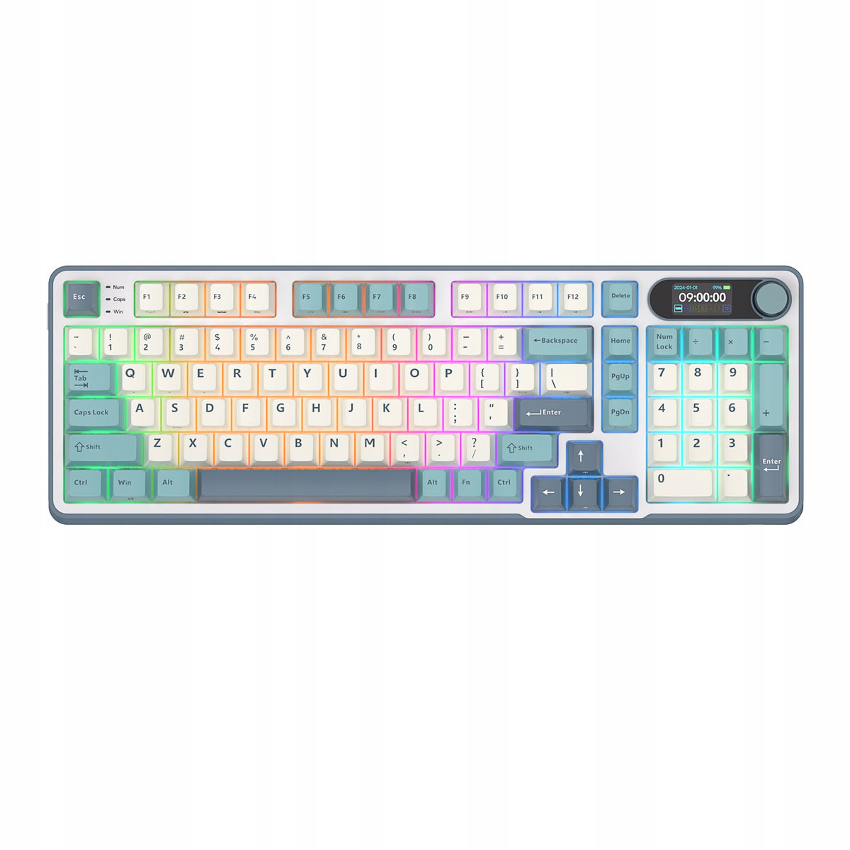 2x ROYAL KLUDGE RK-S98 Light Cloud Gaming Keyboard Chartreuse switch