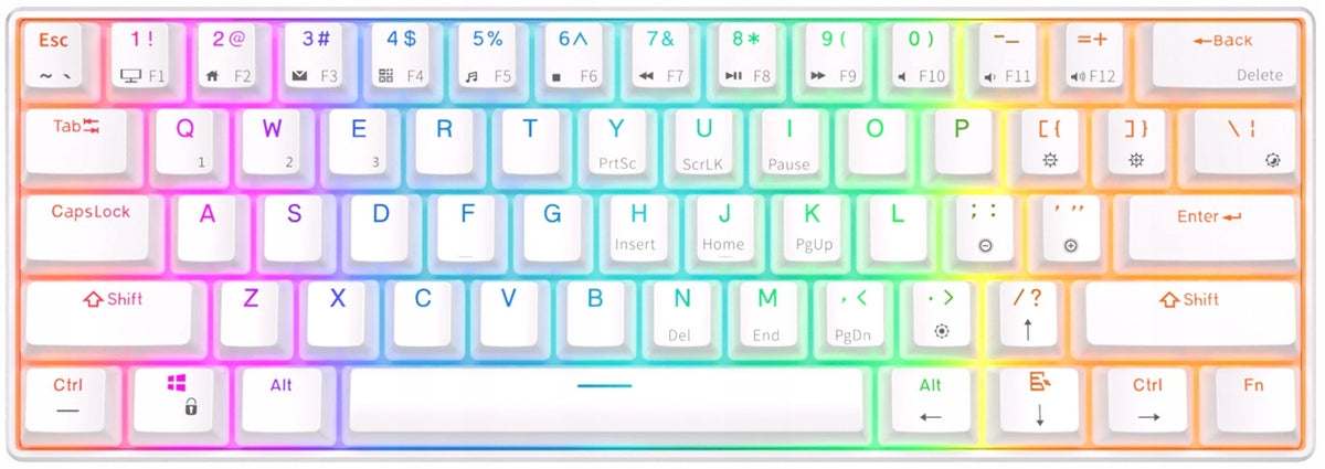 2x ROYAL KLUDGE RK61 White Gaming Keyboard Brown switch