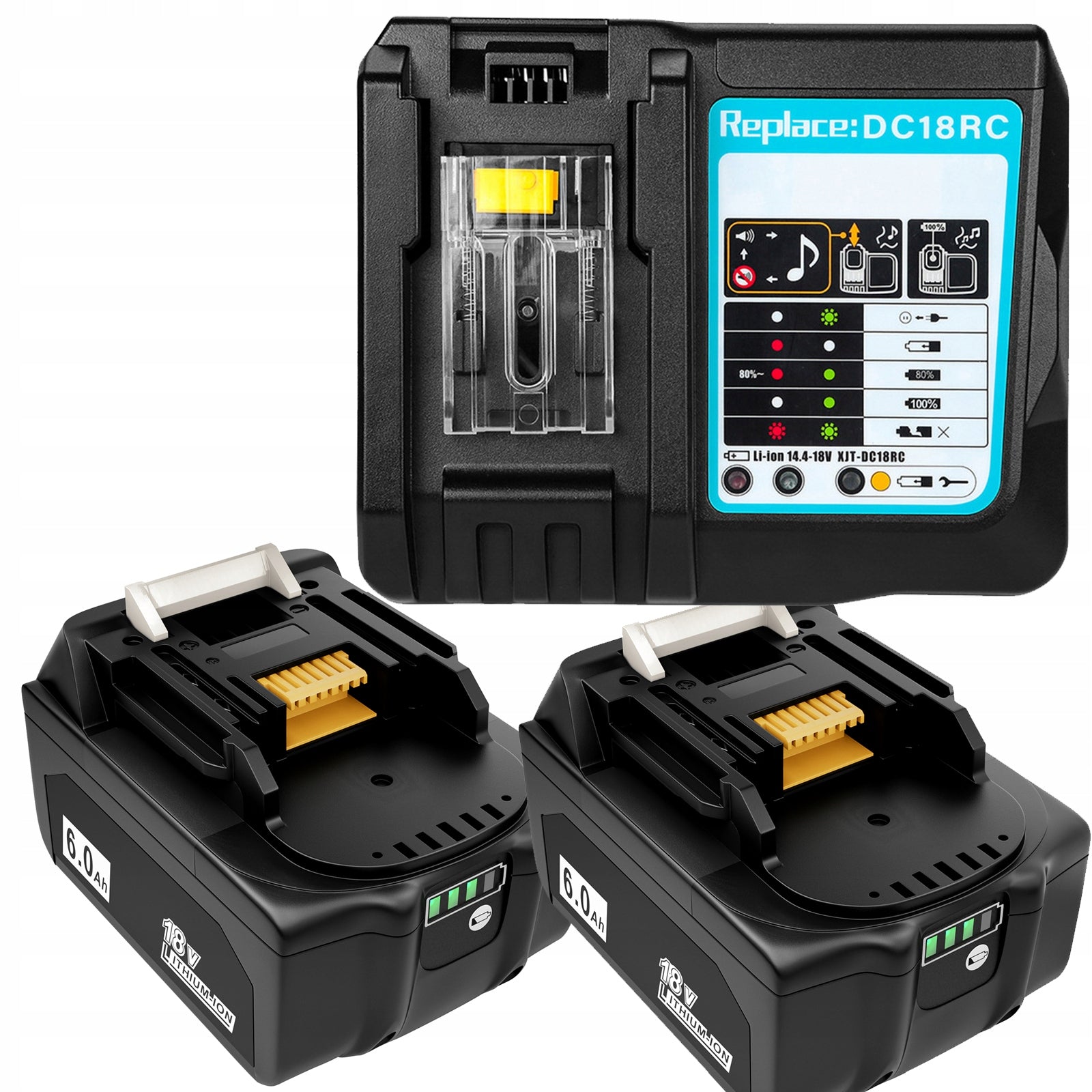 2x Rechargeable Battery for Makita 18V 6Ah BL1840 BL1850+ CHARGER 14.4 -18V