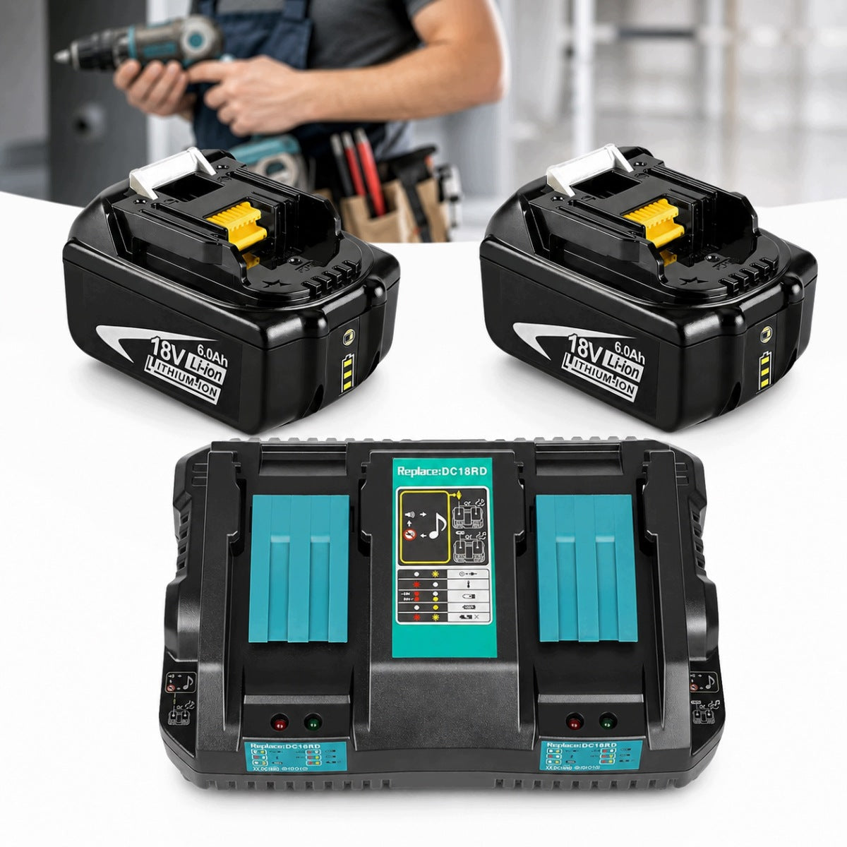 2x Rechargeable battery for Makita 18V 6Ah BL1840 BL1850+ CHARGER 18V