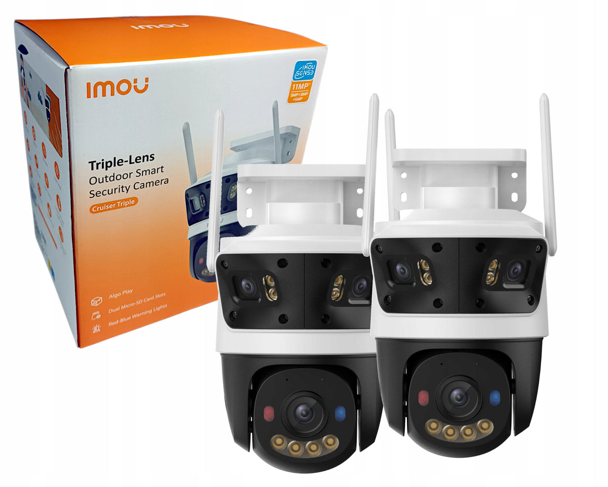 2x Rotating WiFi IP Camera Imou 11MP Triple with Microphone Audio Outdoor