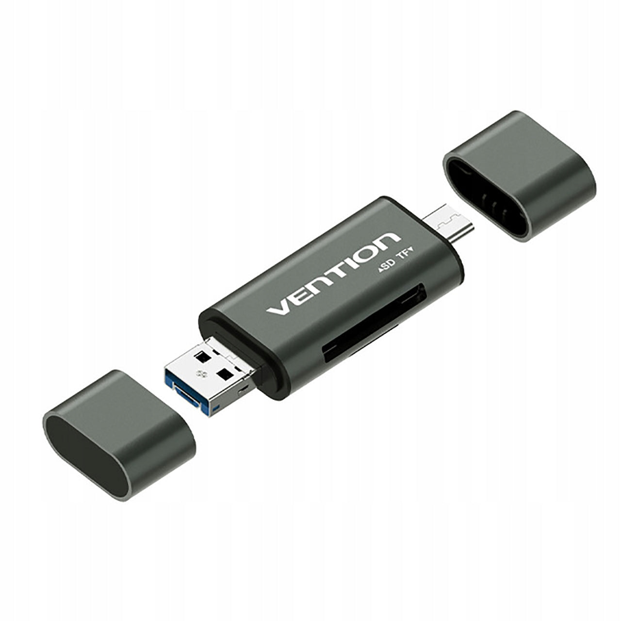2x SD / microSD card reader Vention with USB 3.0 USB-C microSD grey connectors Manufacturer Vention