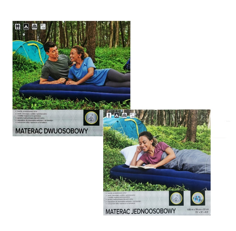 2x SINGLE + DOUBLE pumped inflatable mattress set Brand Joinco