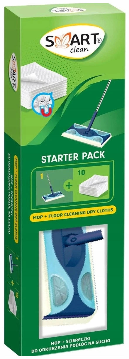 2x SMART WASH CLEAN MOP STARTER KIT + DRY CLOTHS 10pcs.