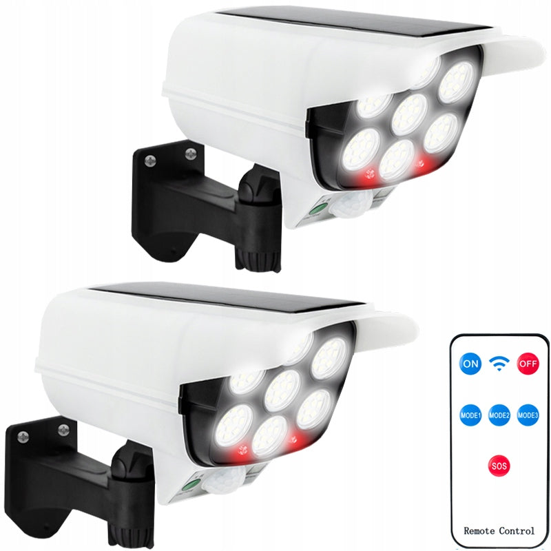 2x SOLAR DUMMY INDUSTRIAL CAMERA OUTDOOR MOTION SENSOR LED FLASHING