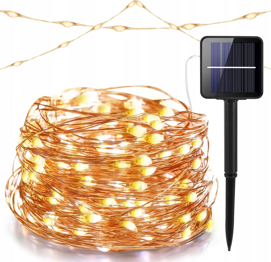 2x SOLAR LED GARDEN LIGHTS 200LED 10M WIRE CHAIN LIGHT GARLAND