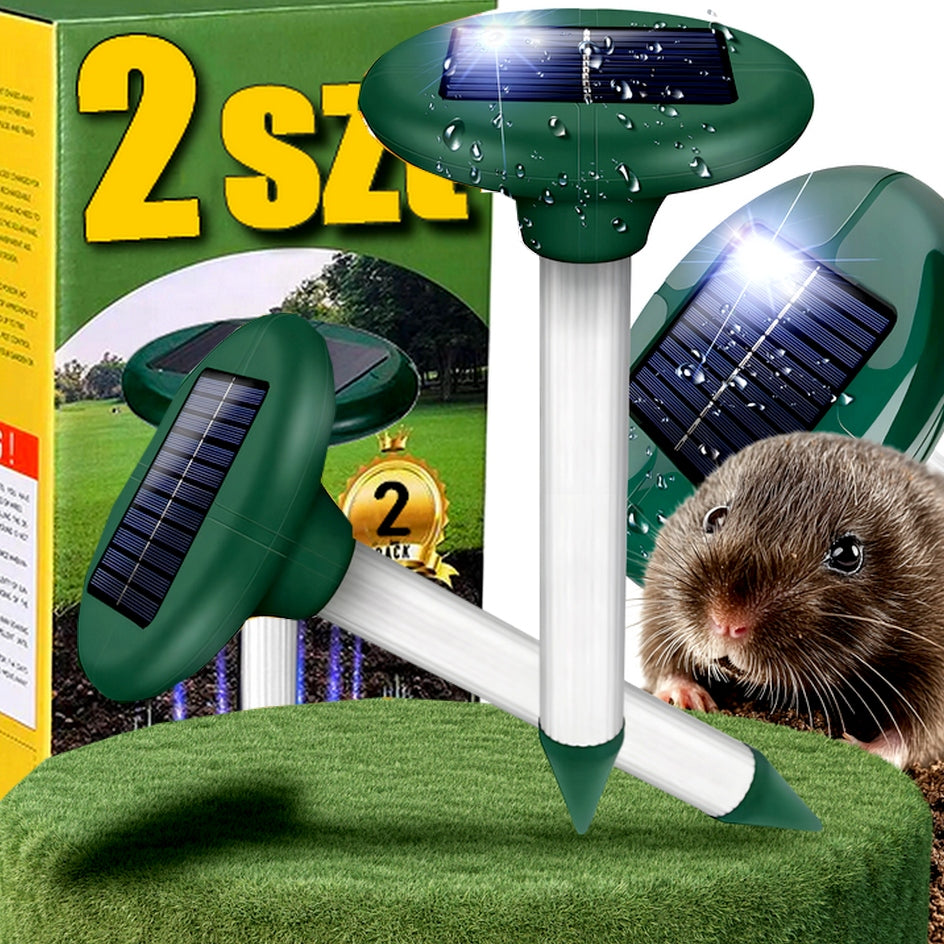 2x STRONG DETERRENT FOR MOLES VOLES RODENTS SOLAR MARTENS UP TO 1700m²