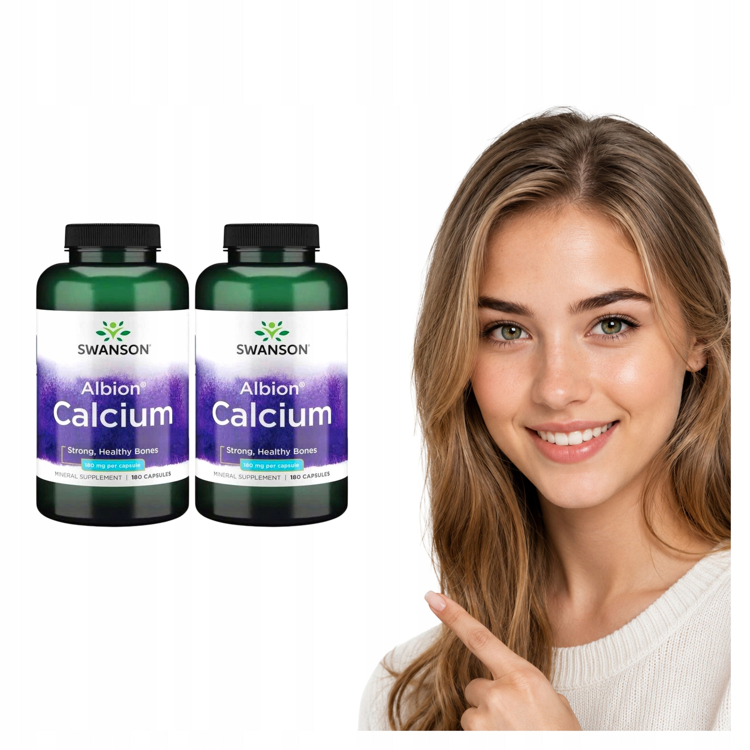 2x SWANSON Albion Chelate Calcium Glycinate TRAACS Vitamin D3 180K