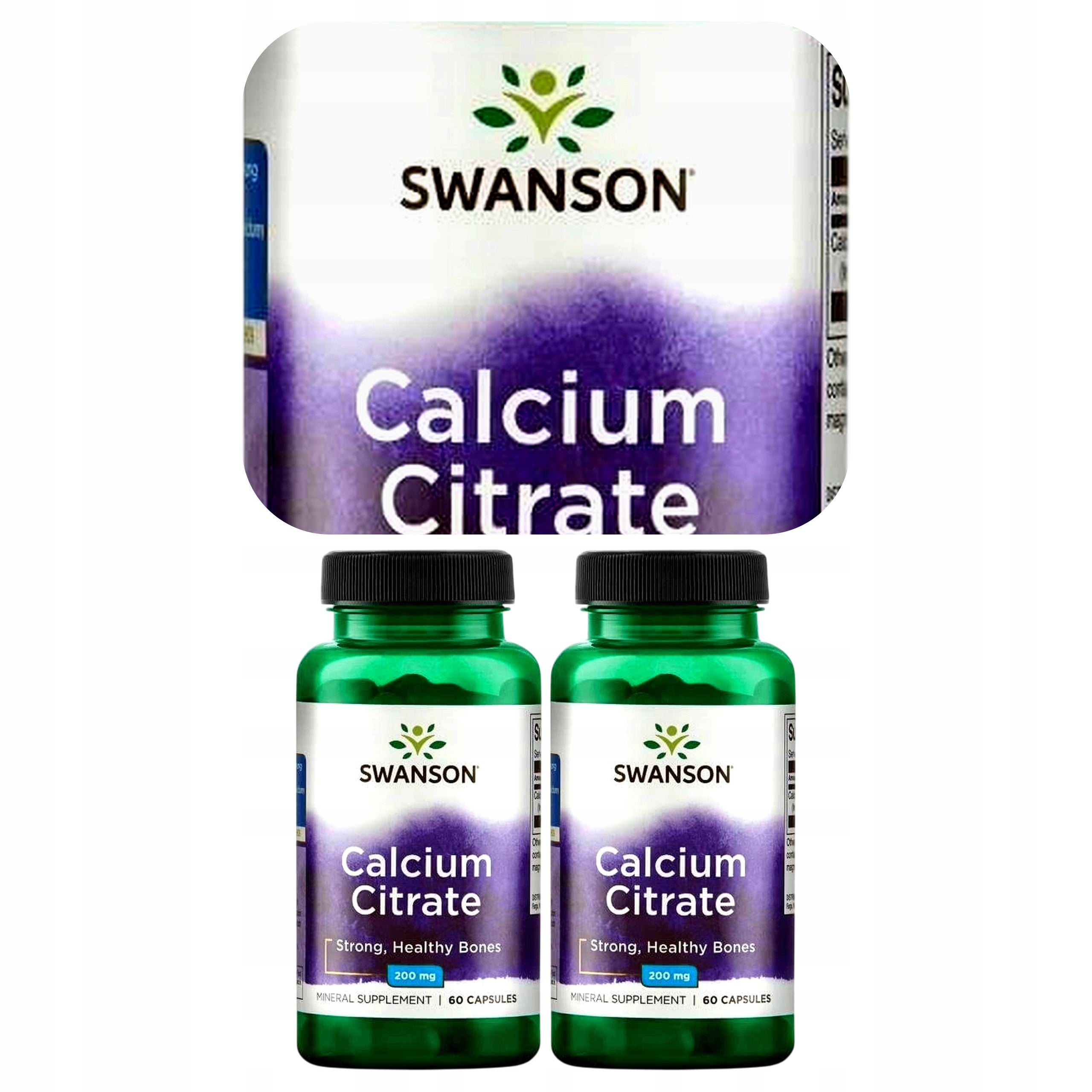 2x SWANSON CALCIUM CITRATE 200 mg Calcium Citrate Calcium Minerals 120 kaps.