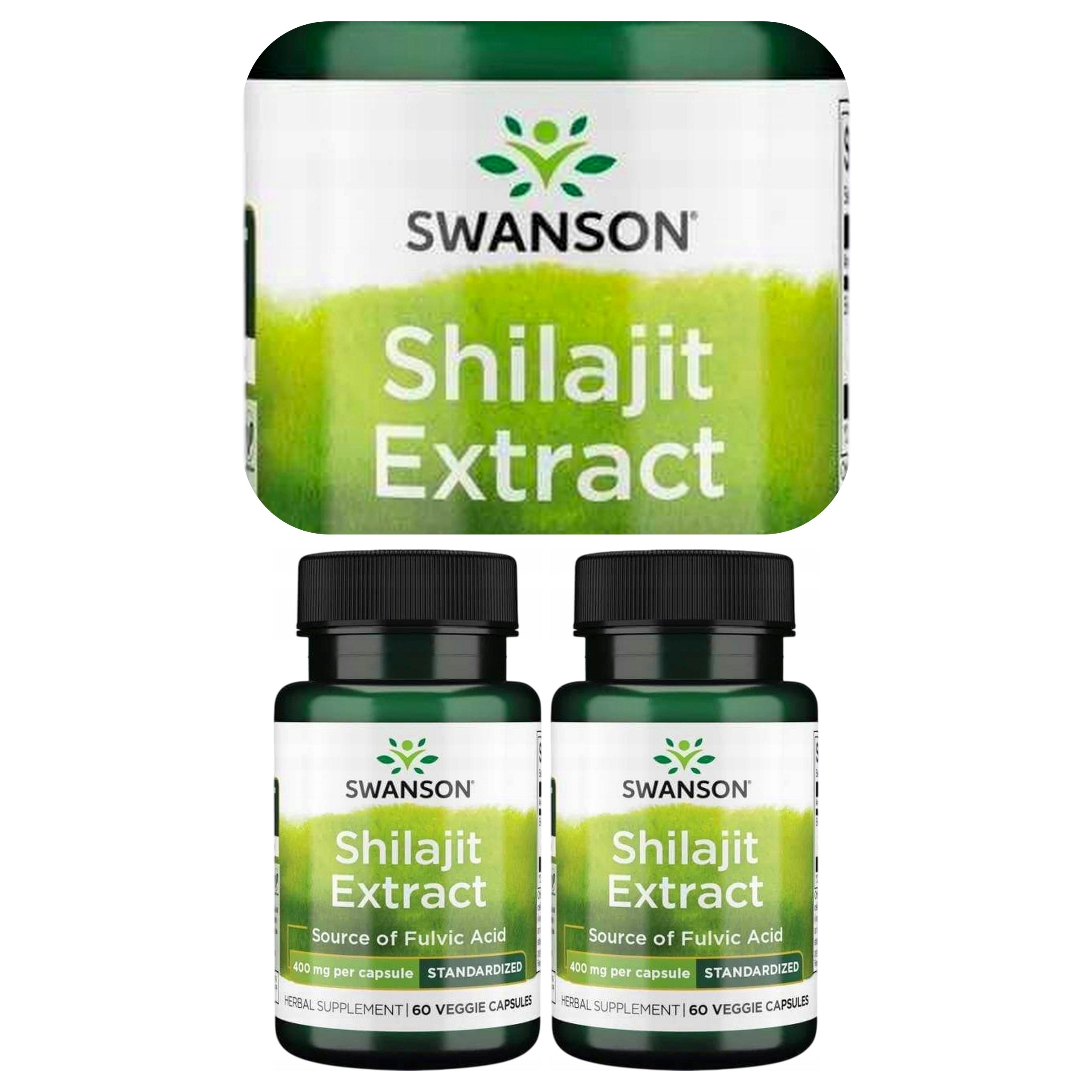 2x SWANSON Shilajit Extract Mumio 5% Fulvic Acid Extract 400 mg 60 kaps.