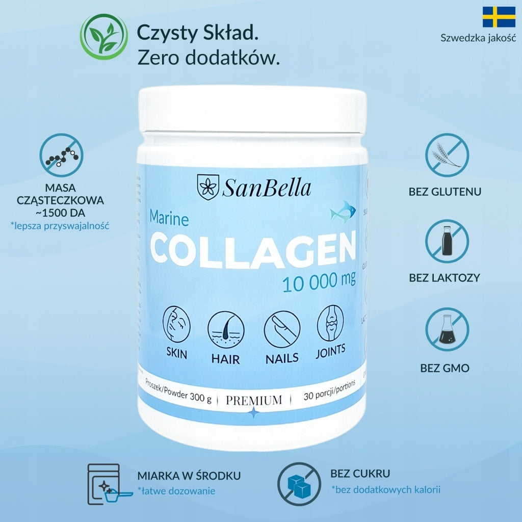 2x SanBella FISH COLLAGEN POWDER 300 g 10000 mg | SEA for joints Muscles Packaging status original