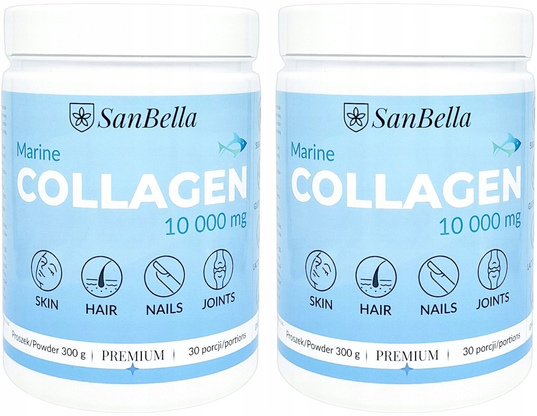 2x SanBella FISH COLLAGEN POWDER 300 g 10000 mg | SEA for joints Muscles