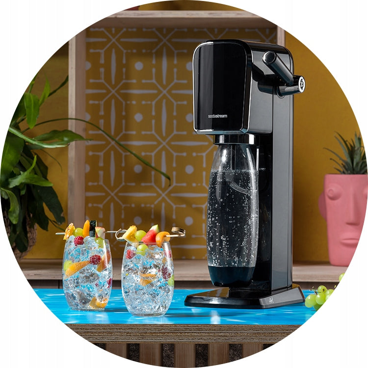 2x Saturator For Carbonated Water Sodastream Art Co2 Gas Cartridge Bottle 1l Dominant color black