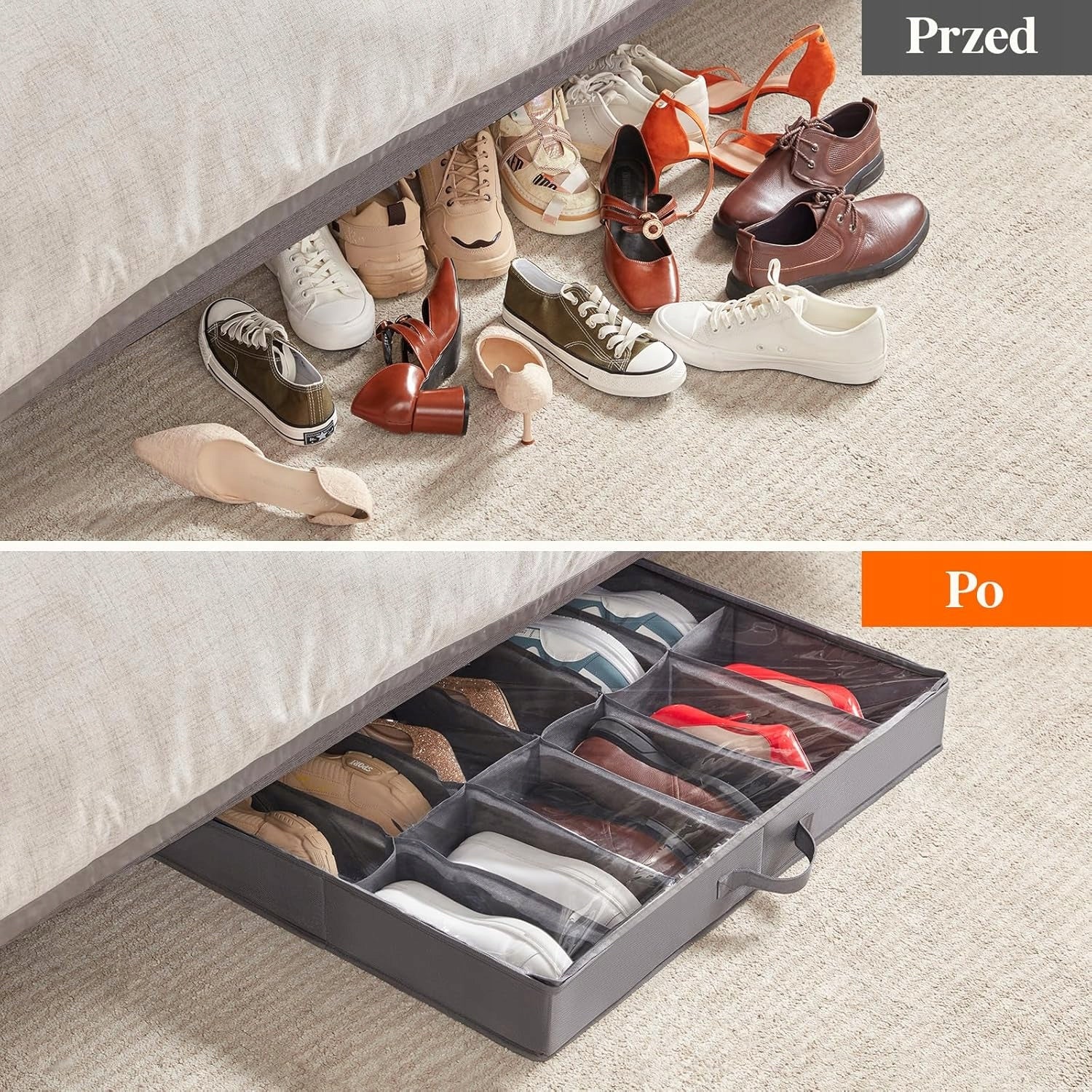 2x Shoe Organizer Under Bed for Wardrobe Container for 24 Pairs of Shoes Kind drawer organizer