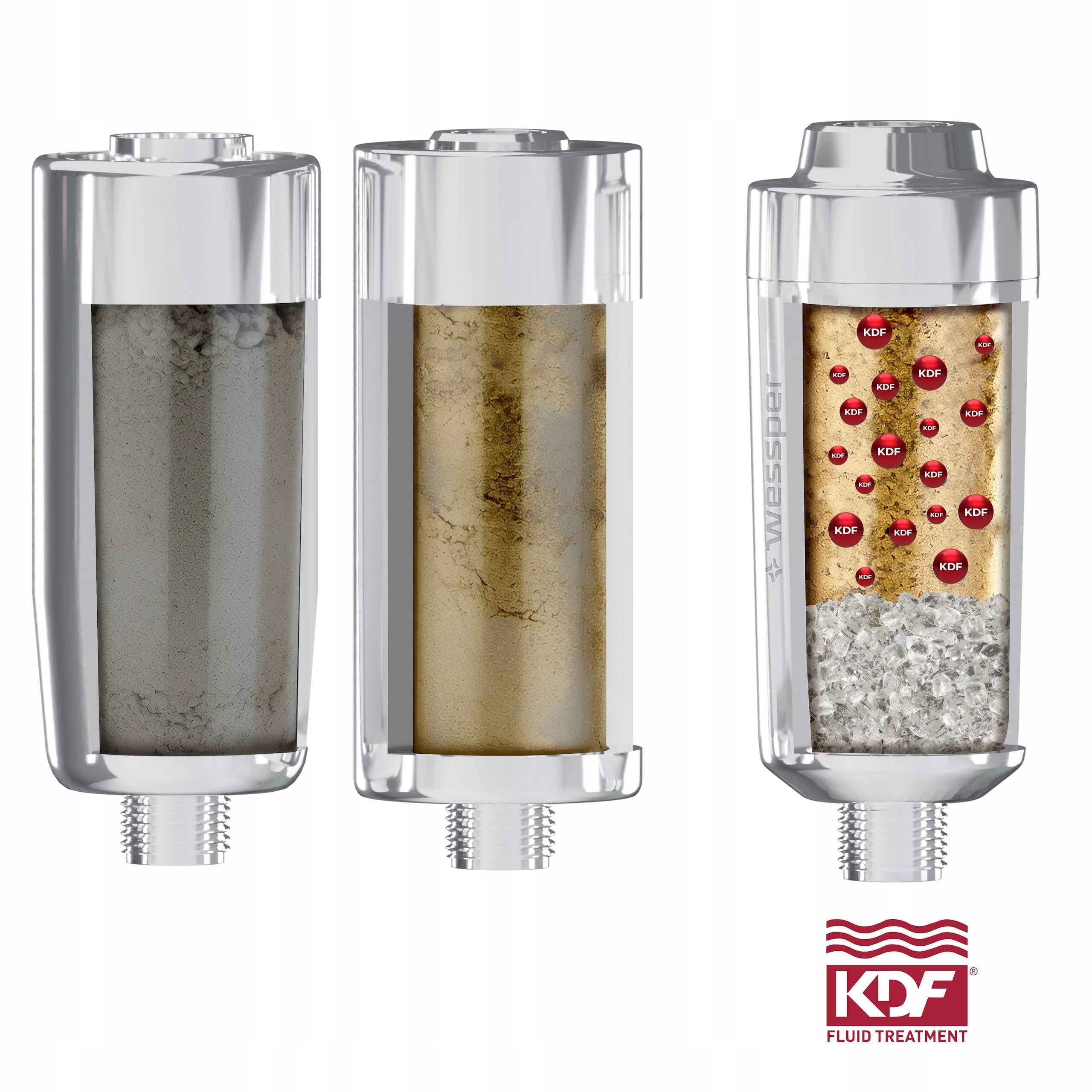 2x Shower water filter for shower head silver 7500l KDF Manufacturer code 2X_WES081