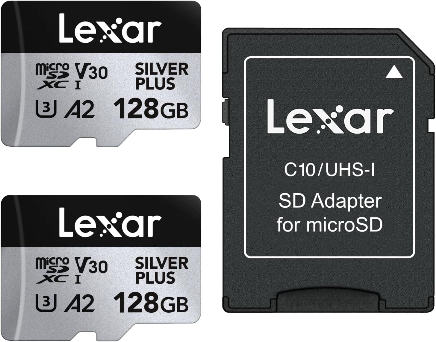 2x Silver Plus microSDXC UHS-I Card R205/W150 V30