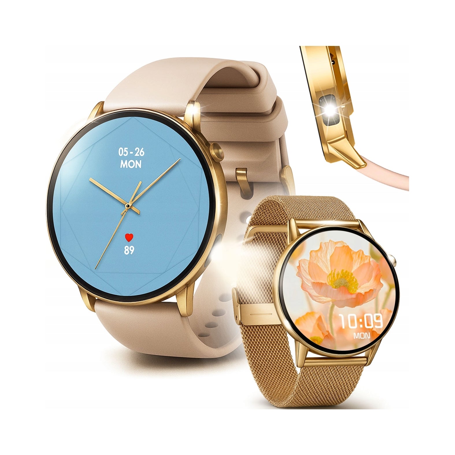 2x Smartwatch Jg Smart Gold 41 Mm Steel Touch Screen Waterproof