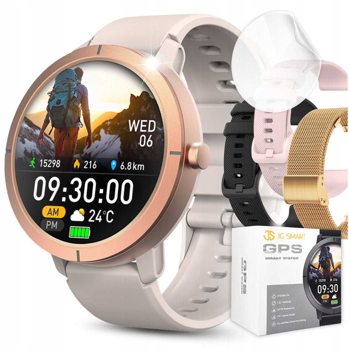 2x Smartwatch Jg Smart Watch X76 Gps Amoled 43mm Gold Brand JG Smart