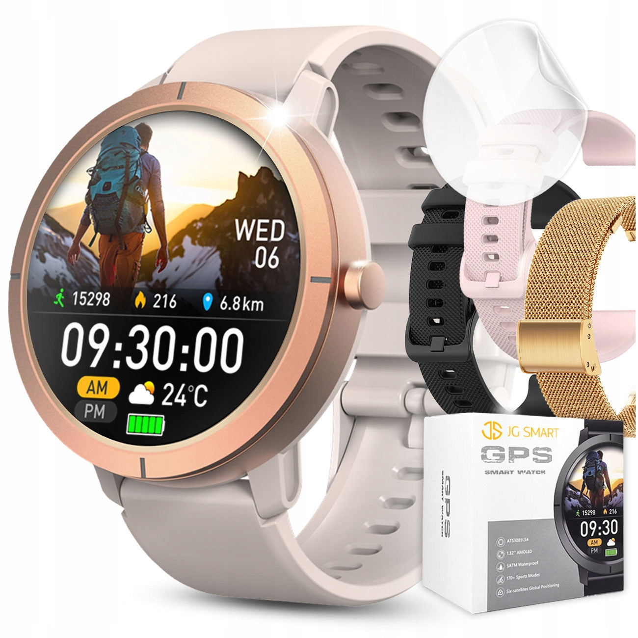 2x Smartwatch Jg Smart Watch X76 Gps Amoled 43mm Gold Brand JG Smart