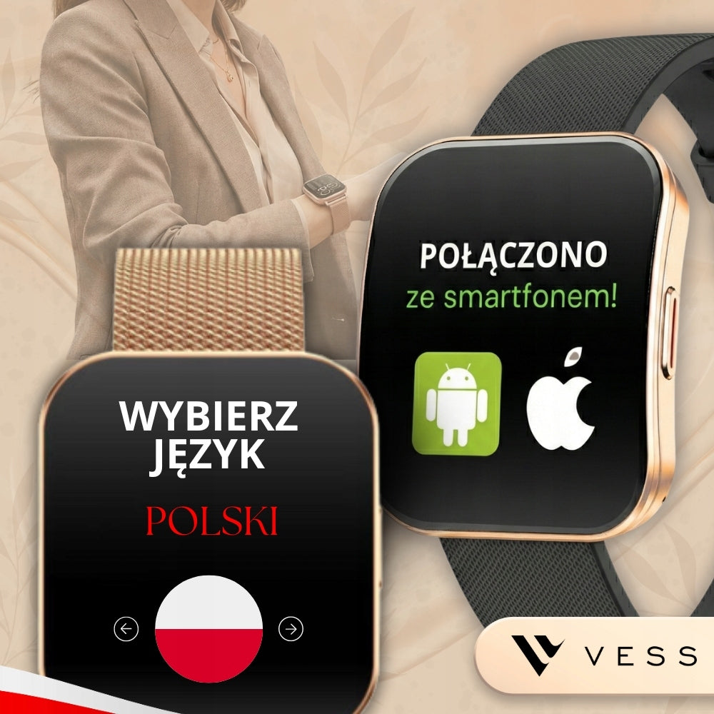 2x Smartwatch Vess Tky47 Gold Brand Vess