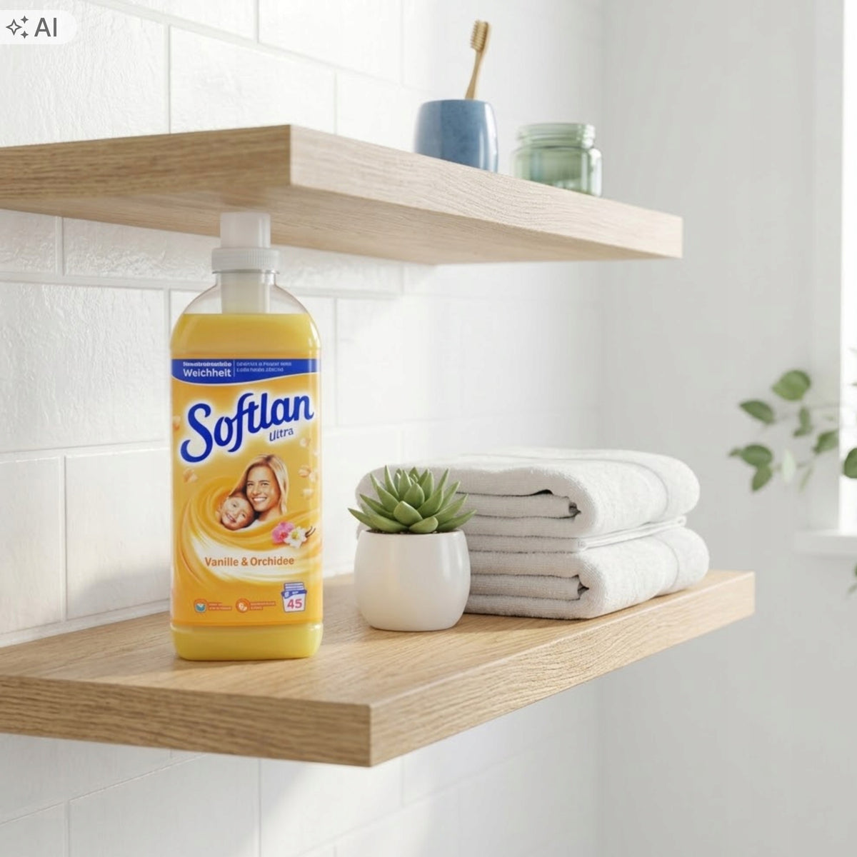 2x Softlan Liquid Fabric Rinse Concentrate Vanille&Orchidee Yellow 1l Brand Softlan