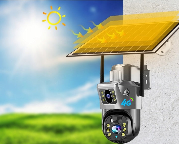 2x Solar Camera Rotating 2 Lenses 10mpx For Sim Lte Card Wireless Brand ALLNOEL
