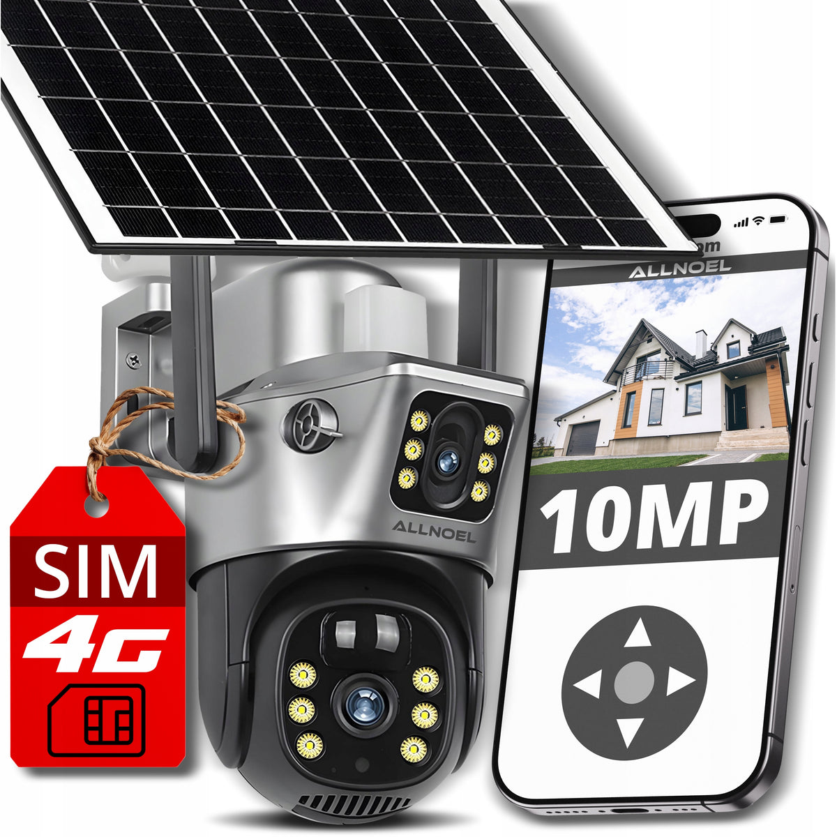 2x Solar Camera Rotating 2 Lenses 10mpx For Sim Lte Card Wireless