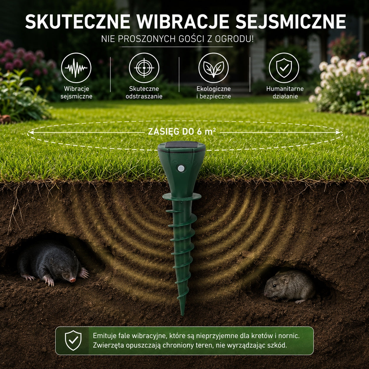 2x Solar Mole Deterrent Veneers Vibration Inverters Screw-In Brand Ikonka