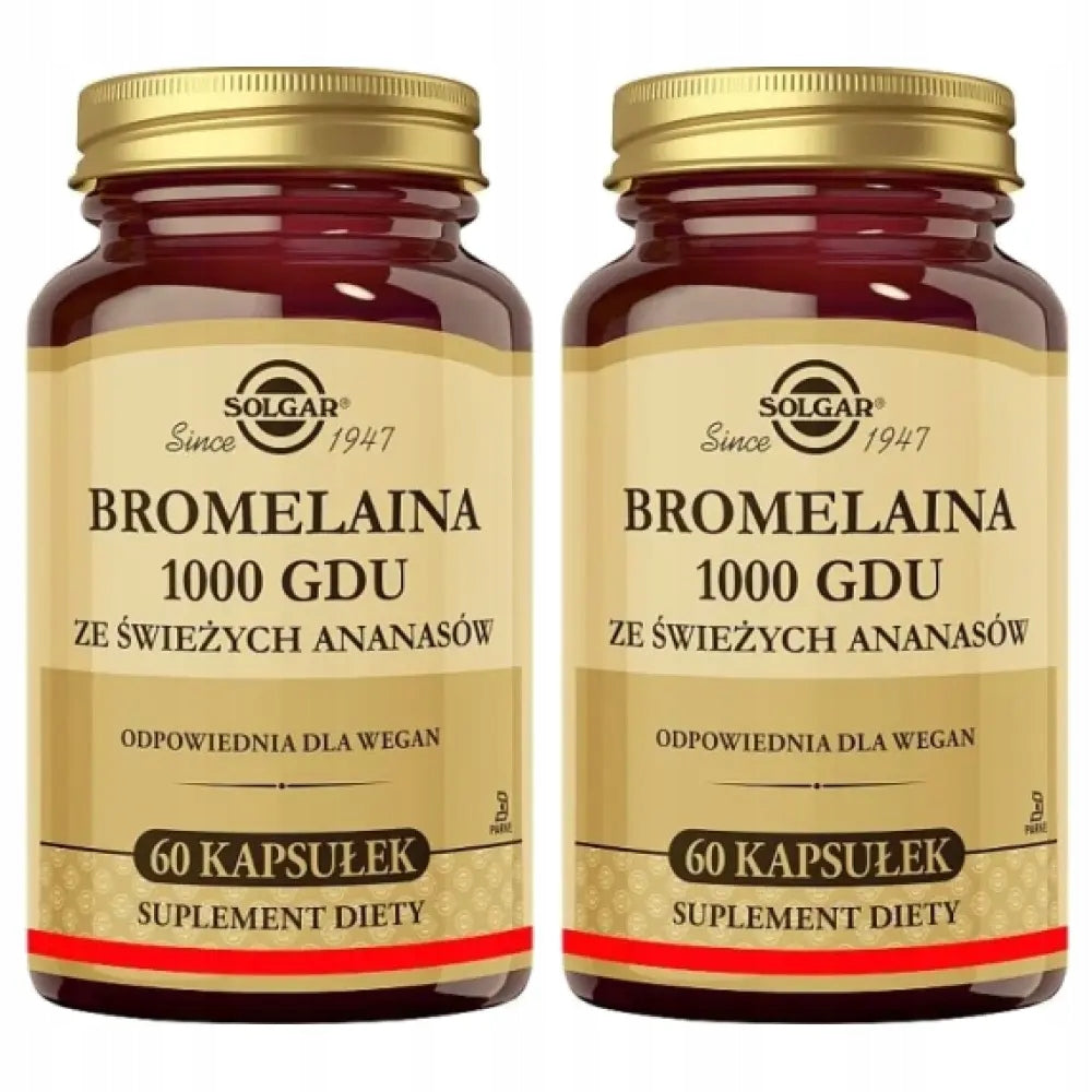 2x Solgar Bromelain 1000 GDU from fresh pineapple, 60 capsules