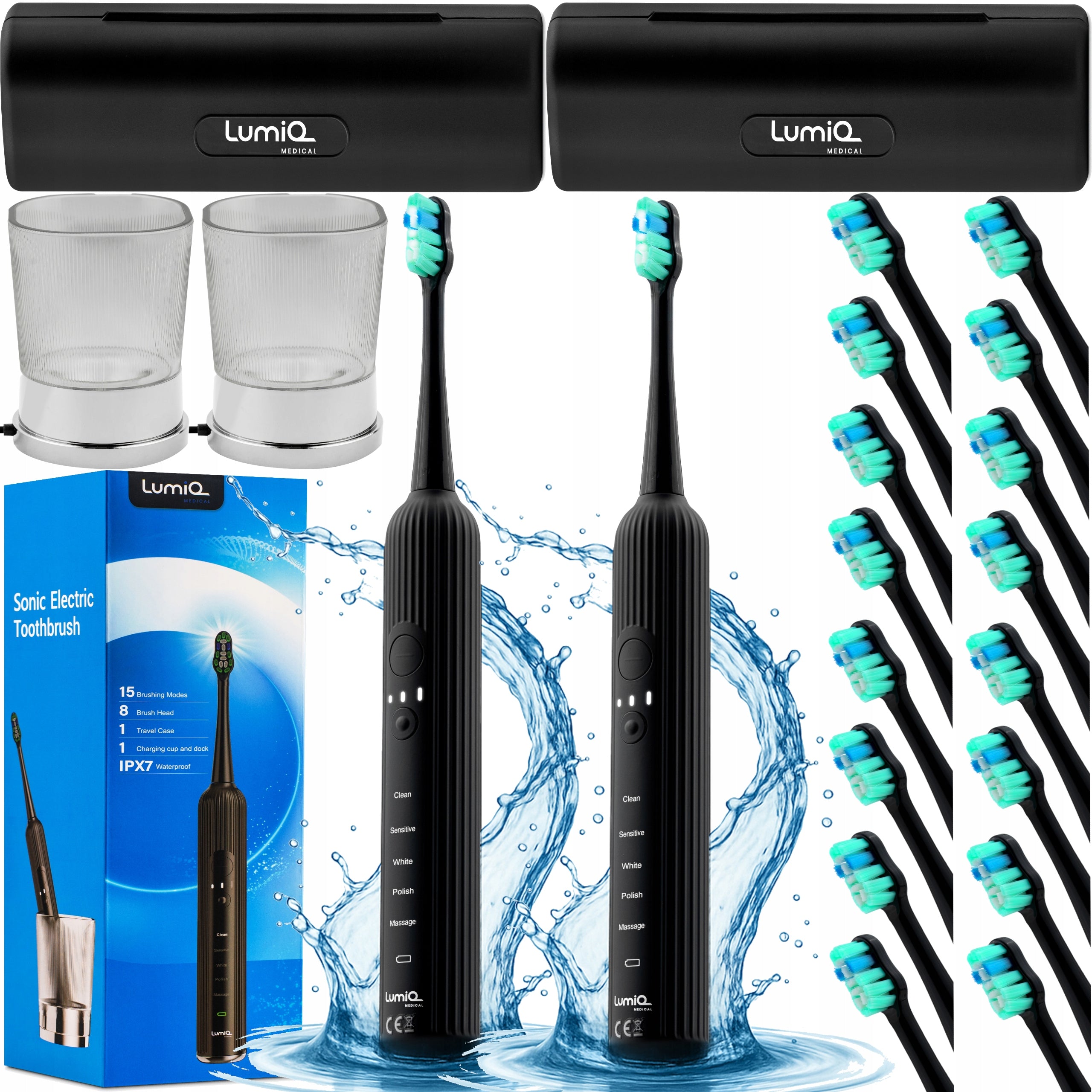 2x Sonic Toothbrush Electric Whitening LUMIQ Medica CUP