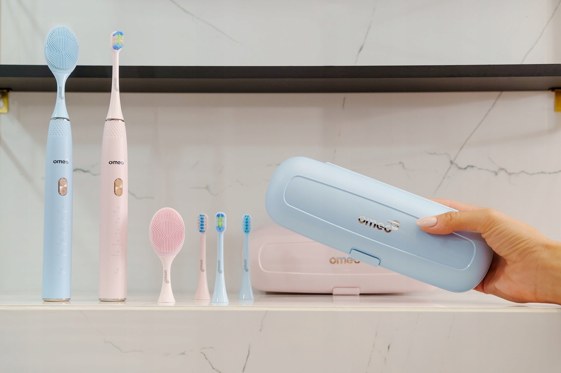 2x Sonic toothbrush for Teeth OMEO +365 Classic + UV, For Couples Manufacturer code 2 Szczoteczki soniczne Omeo Dwupak dla Pary