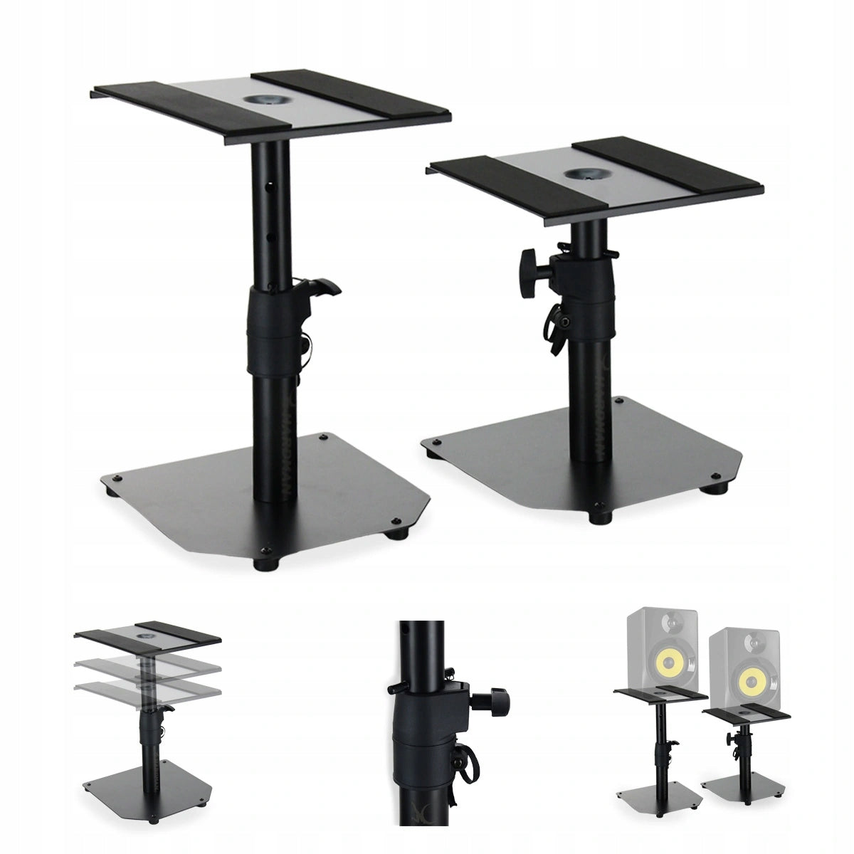 2x Studio Monitor Stand Adjustable Solid Set Hardman