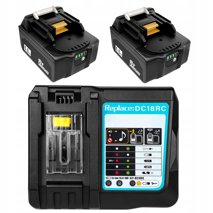 2x Swarey batteries for Makita BL1860B BL1850B BL1840B 18 V with charger