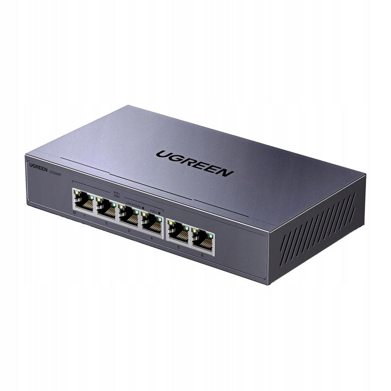 2x Switch Ethernet Network Switch 6-Port 1Gb/s with PoE - Grey