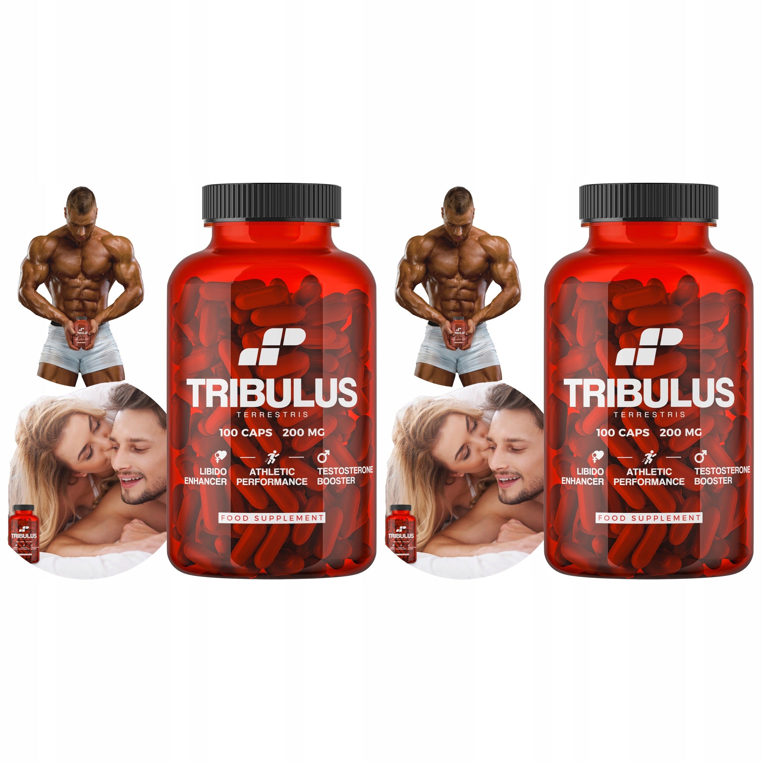2x TRIBULUS TERRESTRIS 200mg TESTOSTERONE LIBIDO SAPONIN 100 CAPSULES