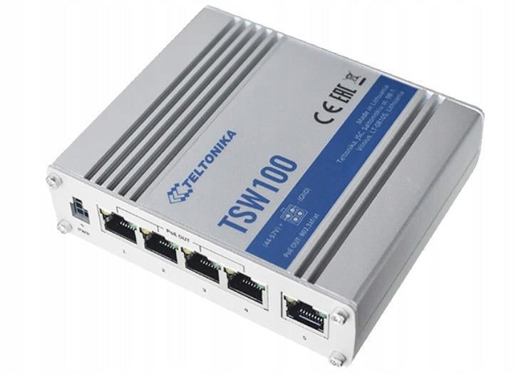 2x Teltonika TSW100 industrial PoE switch (TSW100010000)