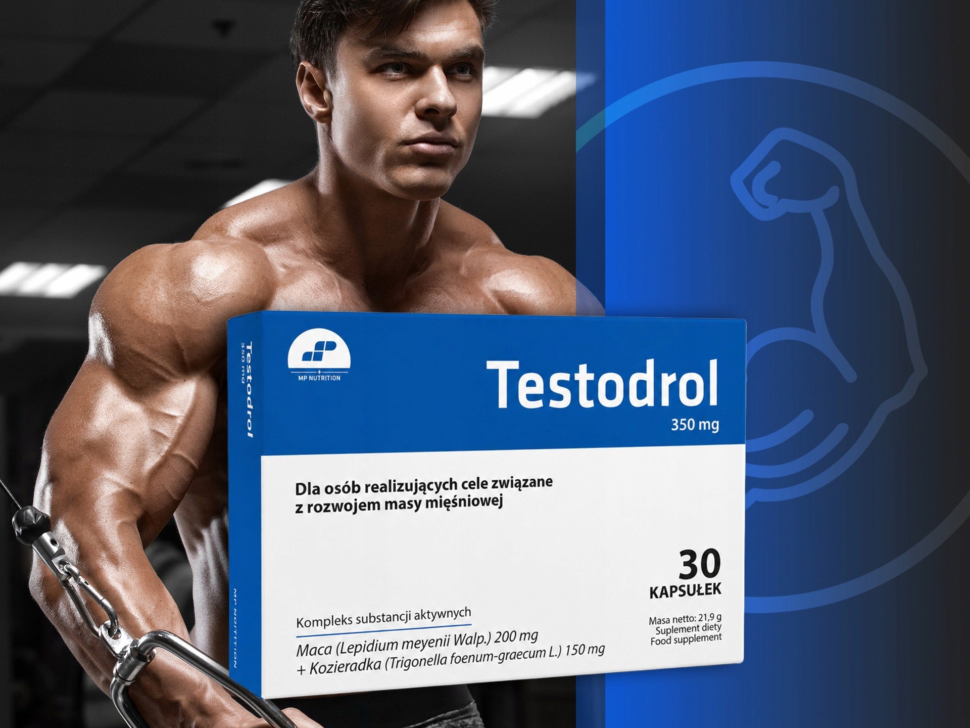 2x Testosterone 30 kaps For Men Libido Vitality Saponin MP Nutrition Manufacturer code Maca Kozieradka Mężczyzna Booster Masa