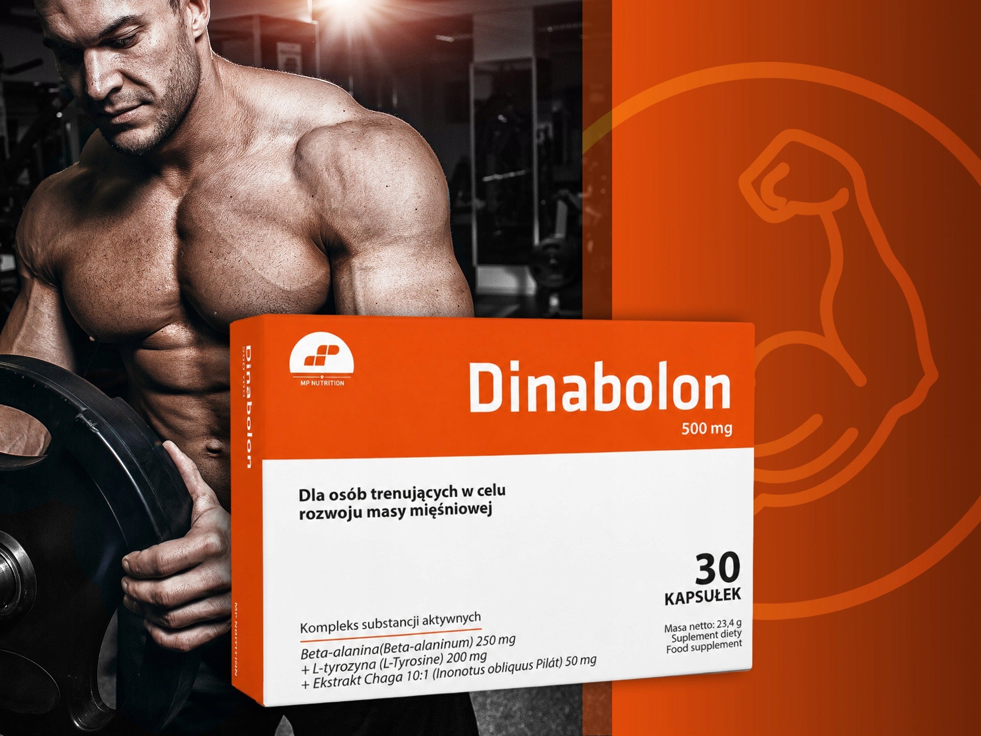 2x Testosterone Libido Dinabolone 30 kaps Beta-Alanine Weight Strength MP Nutrition Manufacturer code L-tyrozyna Chaga Ekstrakt 10:1 Potencja