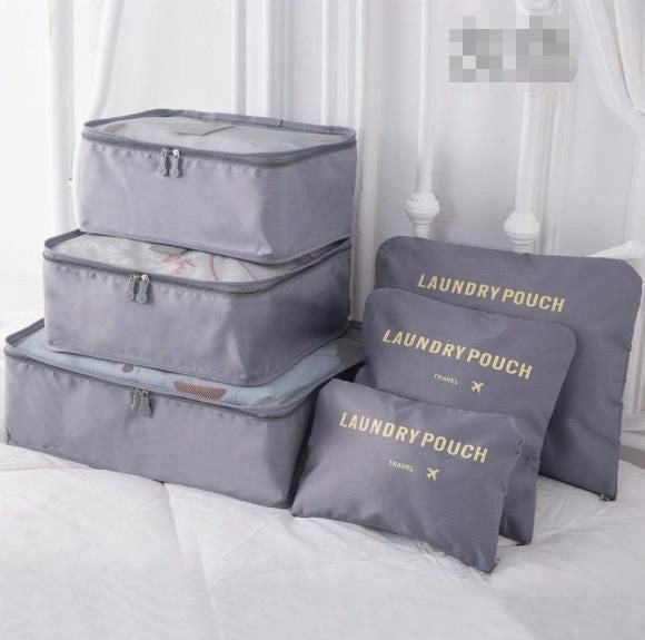 2x Travel Organizer Set for Suitcase and Closet (6pcs) - Grey
