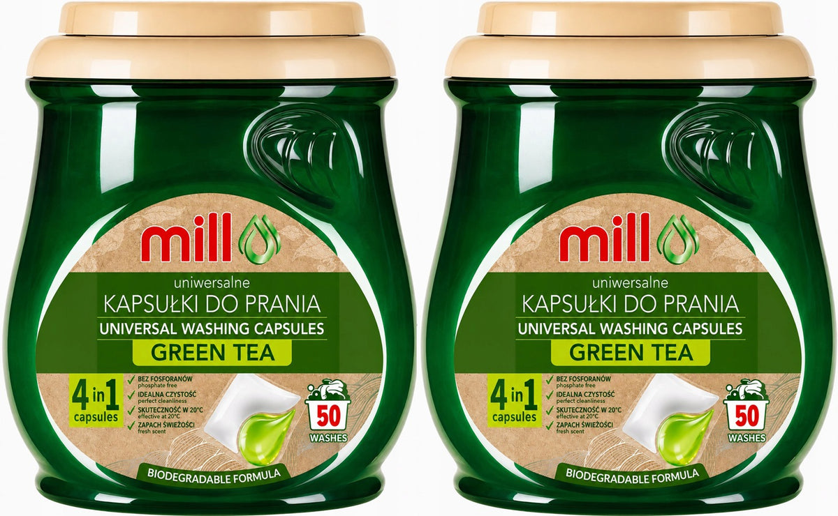 2x UNIVERSAL WASHING CAPSULES EFFECTIVE GREEN TEA ECOMILL 50pcs